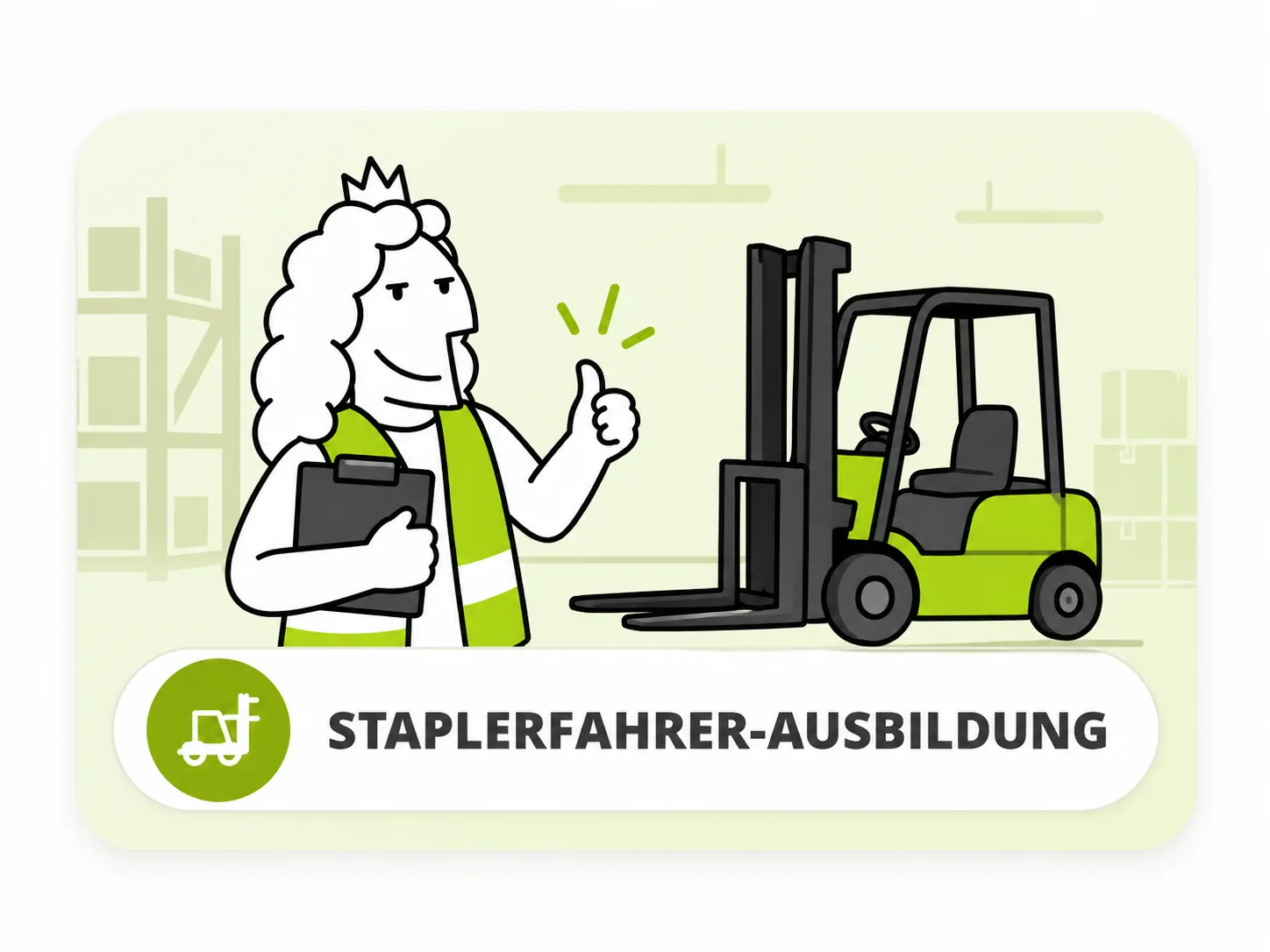 August mit Gabelstapler